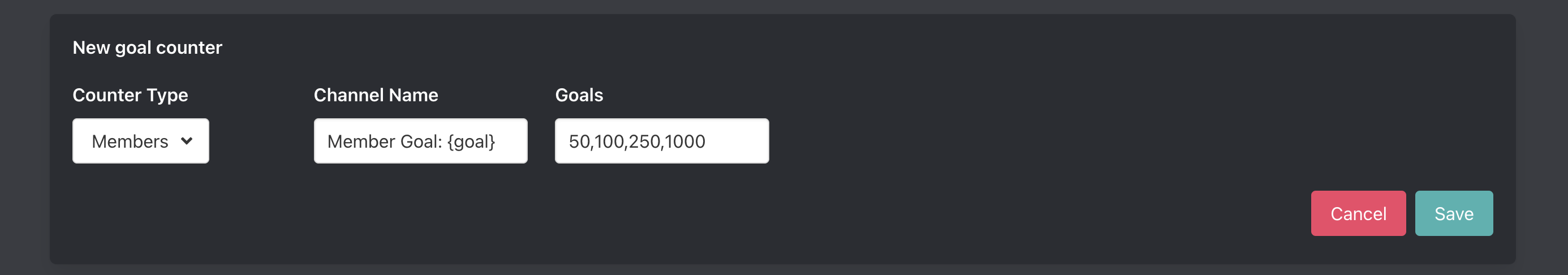 Goal counter setup