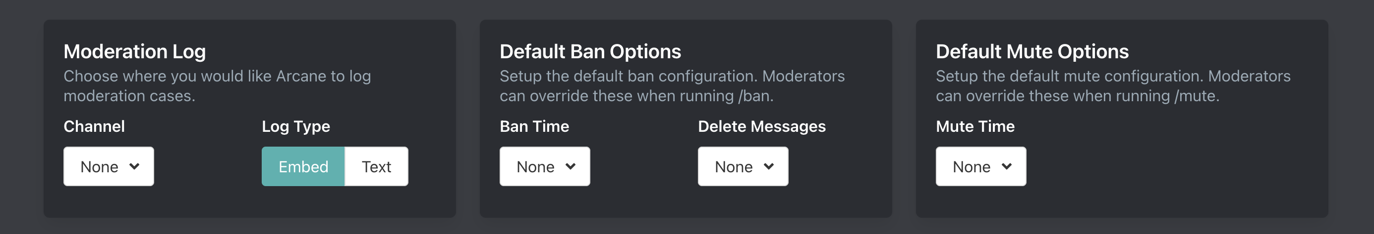 Moderation settings